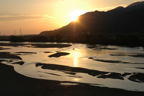 斐伊川の夕日